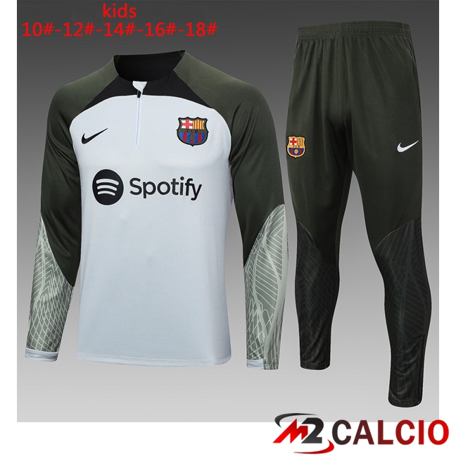 Insieme Tuta Calcio FC Barcellona Bambino Bianco Verde 2023/2024