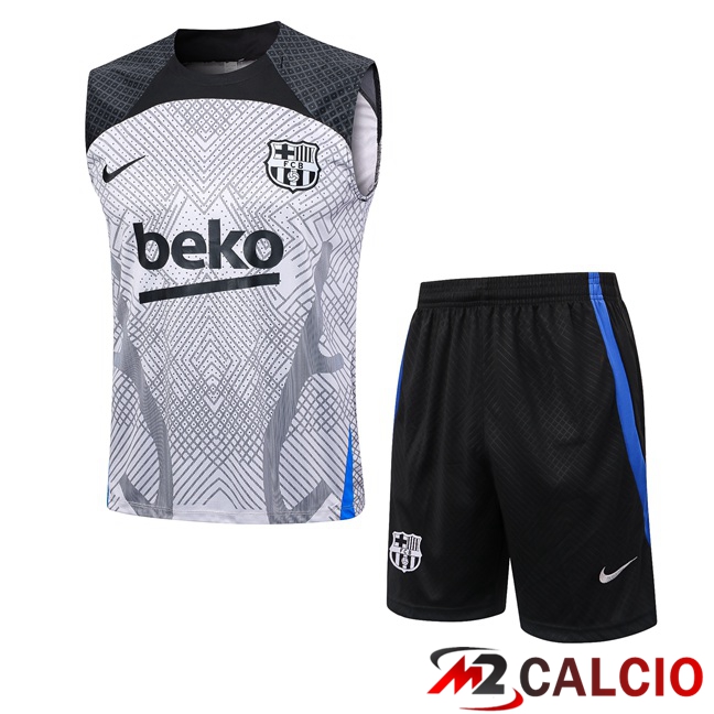 Canotta Calcio FC Barcellona + Pantaloncini Grigio 2023/2024