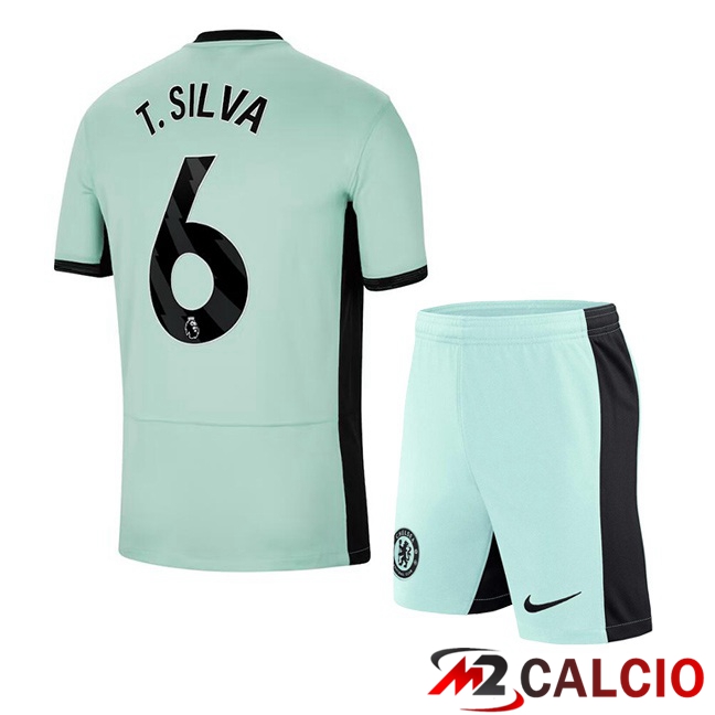 Maglie Calcio FC Chelsea (T. Silva 6) Bambino Terza Verde 2023/2024