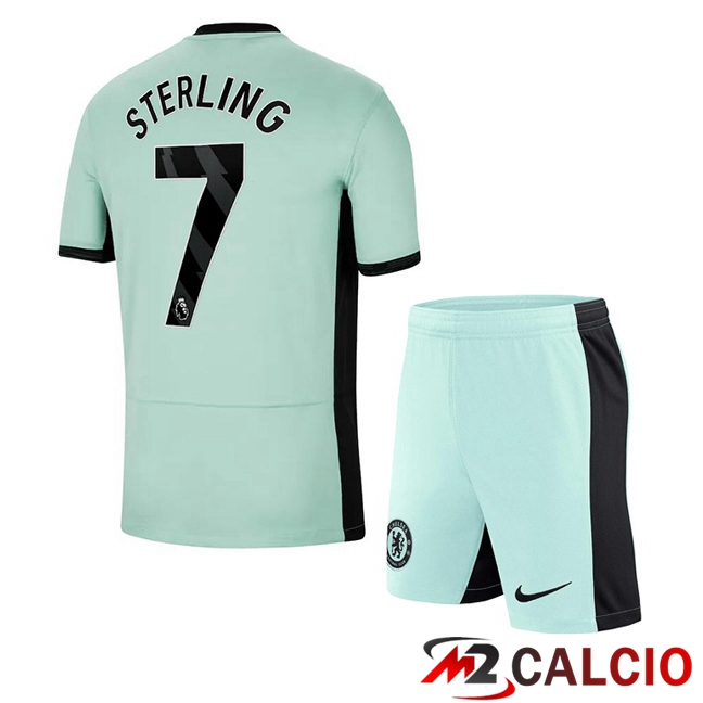 Maglie Calcio FC Chelsea (Sterling 7) Bambino Terza Verde 2023/2024