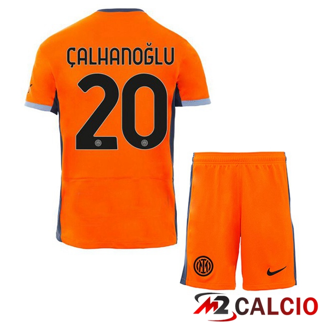 Maglie Calcio Inter Milan (ÇALHANOĞLU 20) Bambino Terza Arancia 2023/2024
