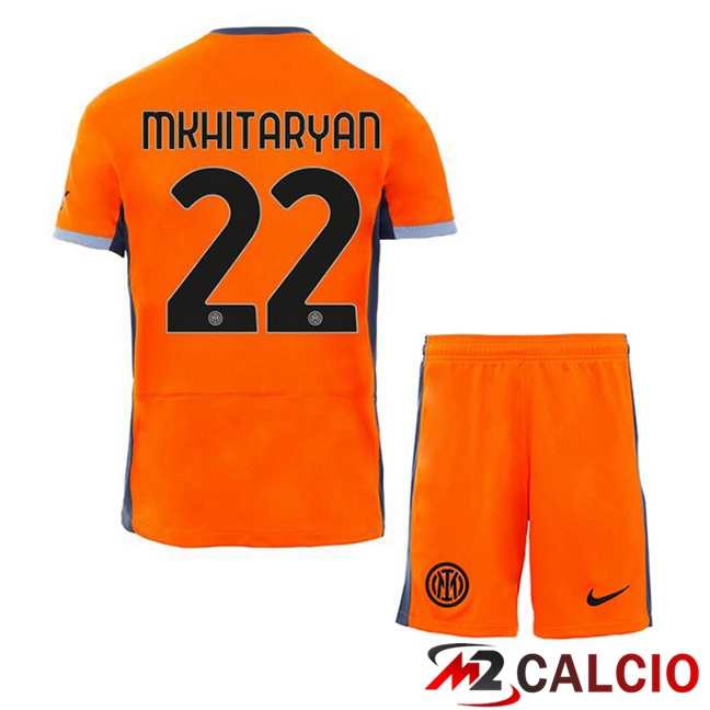 Maglie Calcio Inter Milan (MKHITARYAN 22) Bambino Terza Arancia 2023/2024