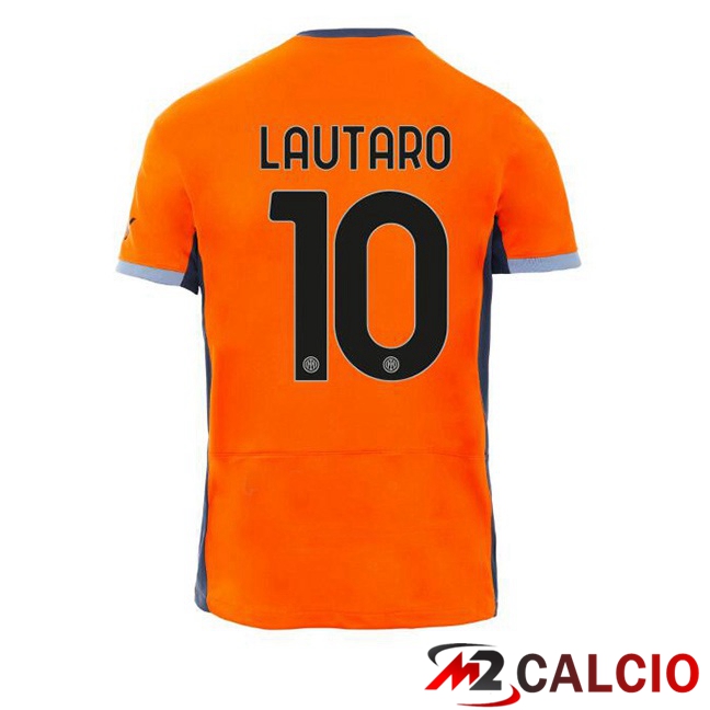 Maglie Calcio Inter Milan (LAUTARO 10) Terza Arancia 2023/2024