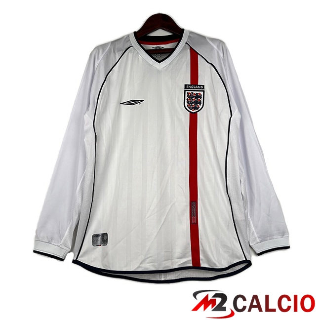 Maglie Calcio Inghilterra Retro Prima Manica Lunga Bianco 2002