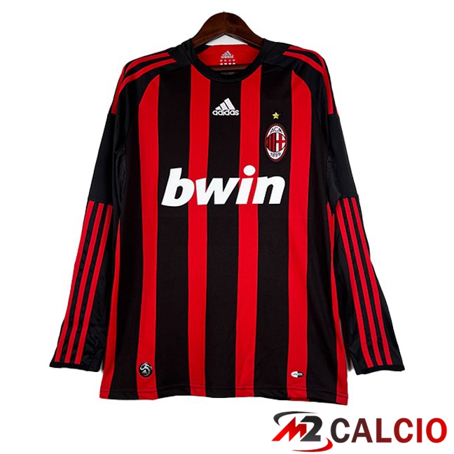 Maglie Calcio AC Milan Retro Prima Manica Lunga Rosso Nero 2008-2009