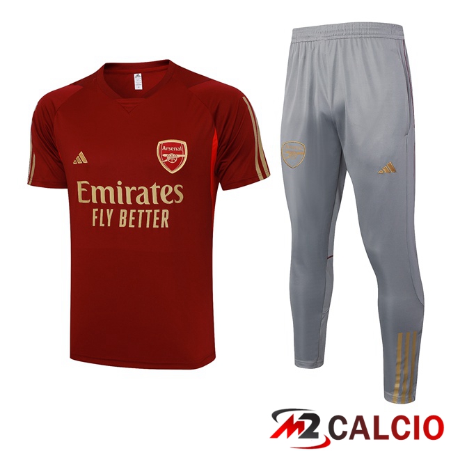 T Shirt Allenamento Arsenal + Pantaloncini Rosso 2023/2024