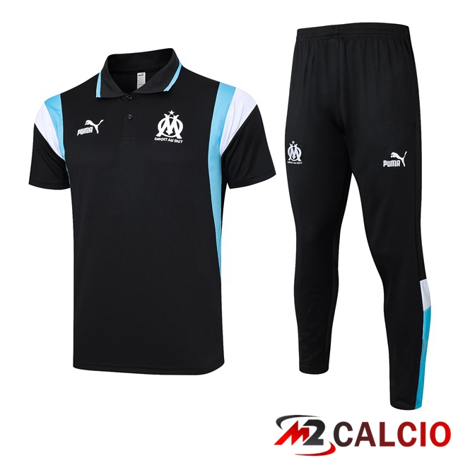 Kit Maglia Polo Marsiglia OM + Pantaloni Nero 2023/2024