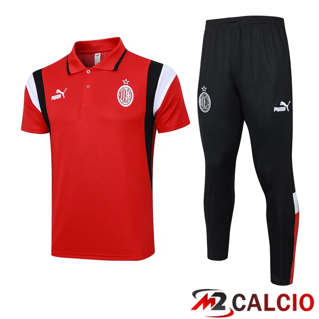 Kit Maglia Polo AC Milan + Pantaloni Rosso 2023/2024