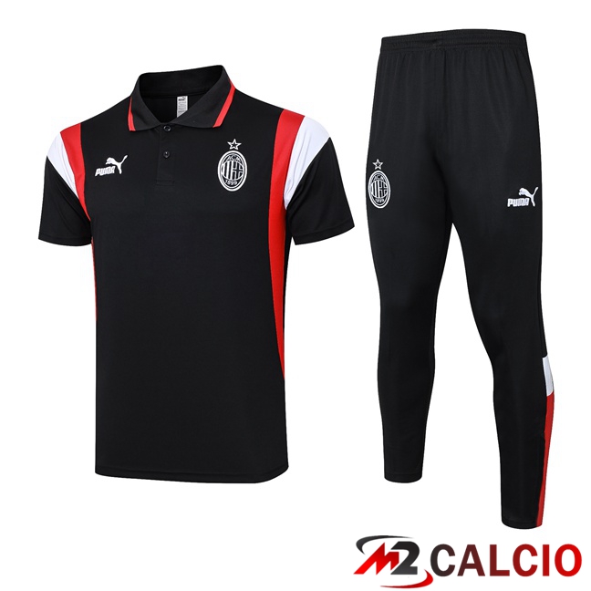 Kit Maglia Polo AC Milan + Pantaloni Nero 2023/2024