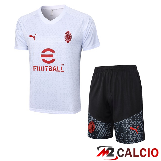T Shirt Allenamento AC Milan + Pantaloncini Bianco 2023/2024