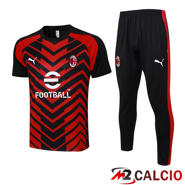 T Shirt Allenamento AC Milan + Pantaloni Nero Rosso 2023/2024
