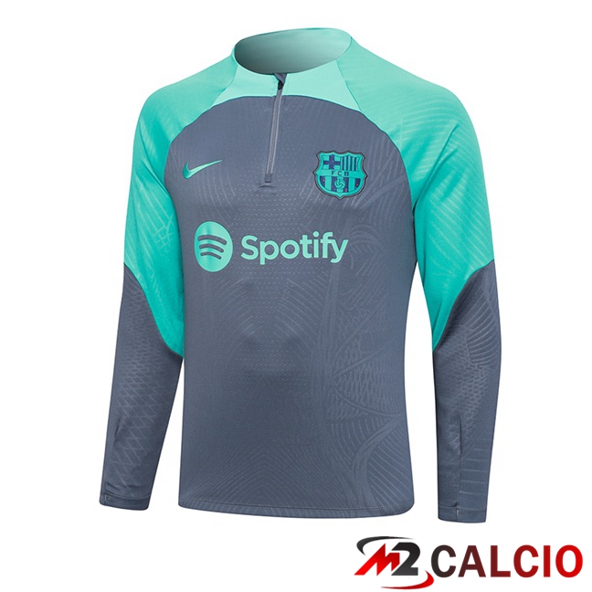 Felpa Allenamento FC Barcellona Grigio Verde 2023/2024