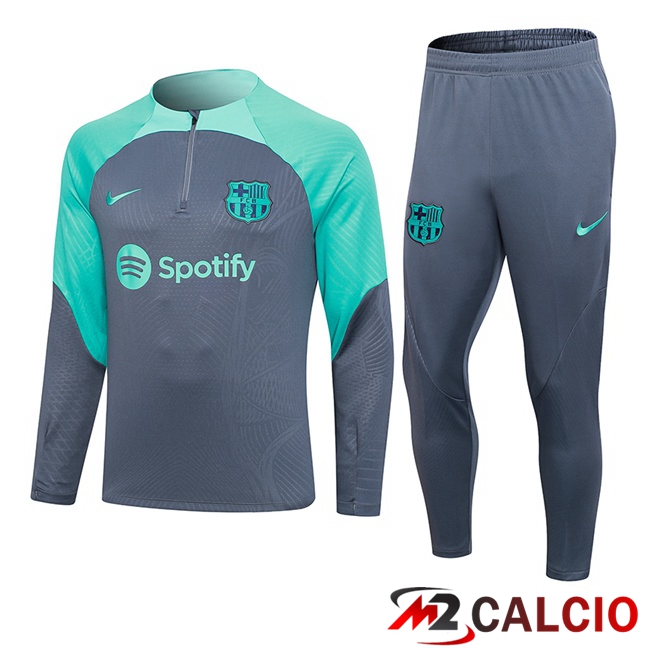 Insieme Tuta Calcio FC Barcellona Grigio Verde 2023/2024