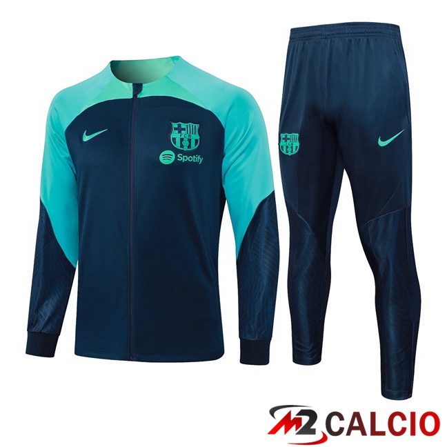Insieme Tuta Calcio - Giacca FC Barcellona Verde Blu Reale 2023/2024