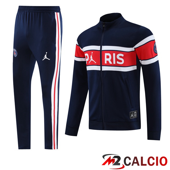 Insieme Tuta Calcio - Giacca JORDAN Paris PSG Blu Reale Rosso 2023/2024