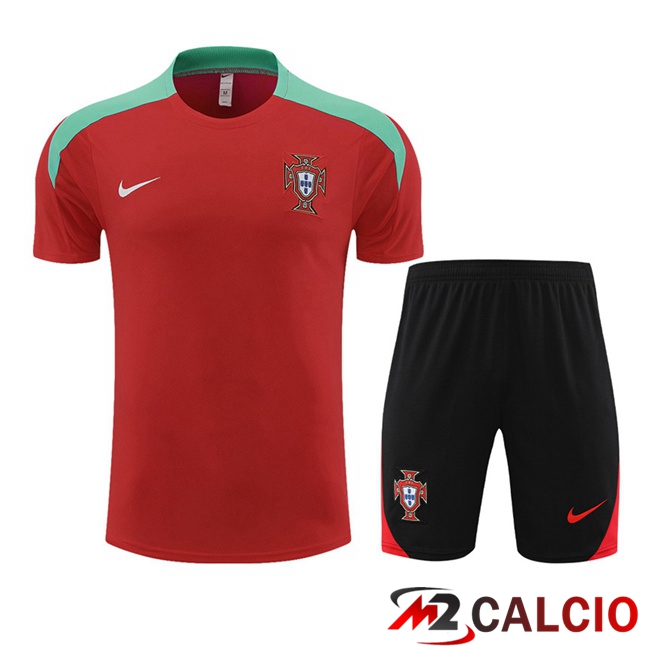 T Shirt Allenamento Portogallo + Pantaloncini Rosso 2023/2024