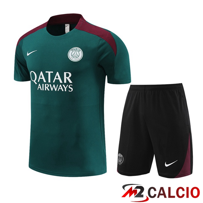 T Shirt Allenamento Paris PSG + Pantaloncini Verde 2023/2024