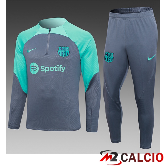Insieme Tuta Calcio FC Barcellona Bambino Grigio Verde 2023/2024