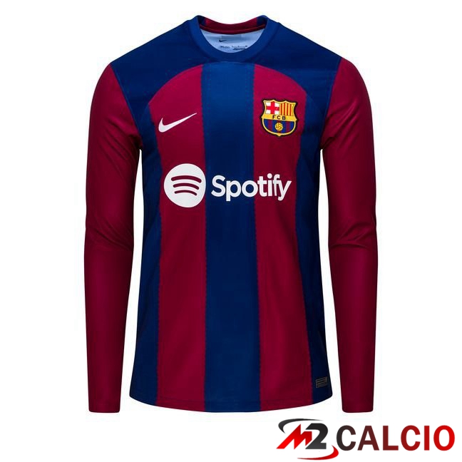 Maglie Calcio FC Barcellona Prima Manica Lunga Blu Rosso 2023/2024