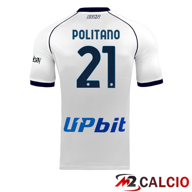 Maglie Calcio SSC Napoli (Matteo Politano 21) Seconda Bianco 2023/2024