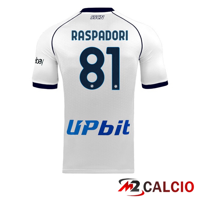 Maglie Calcio SSC Napoli (Giacomo Raspadori 81) Seconda Bianco 2023/2024