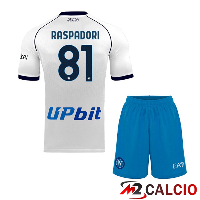 Maglie Calcio SSC Napoli (Giacomo Raspadori 81) Bambino Seconda Bianco 2023/2024