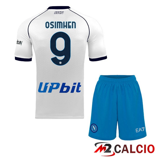 Maglie Calcio SSC Napoli (Victor Osimhen 9) Bambino Seconda Bianco 2023/2024