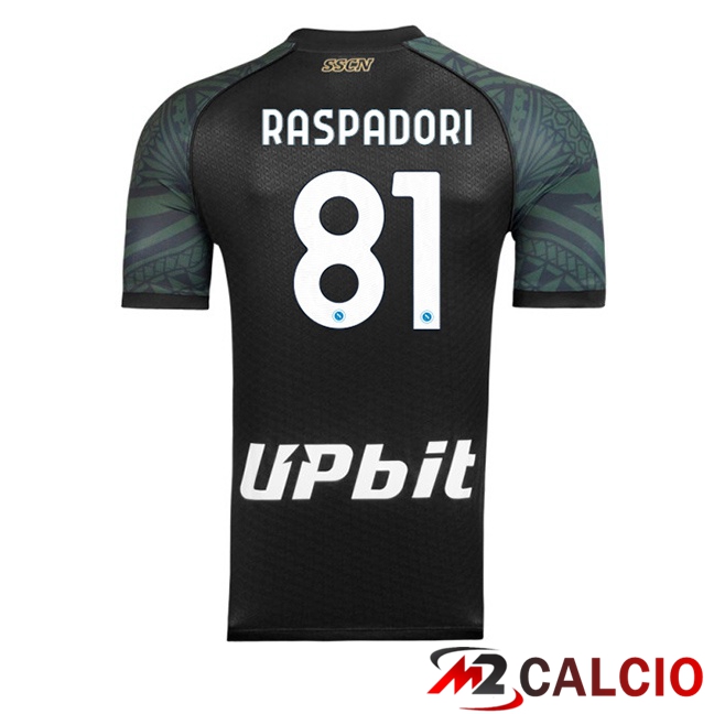 Maglie Calcio SSC Napoli (Giacomo Raspadori 81) Terza Nero 2023/2024
