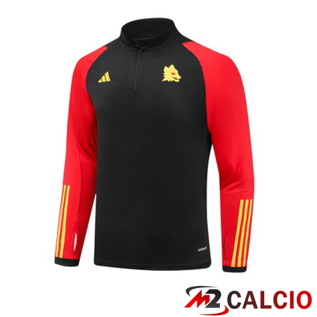 Felpa Allenamento AS Roma Nero Rosso 2023/2024
