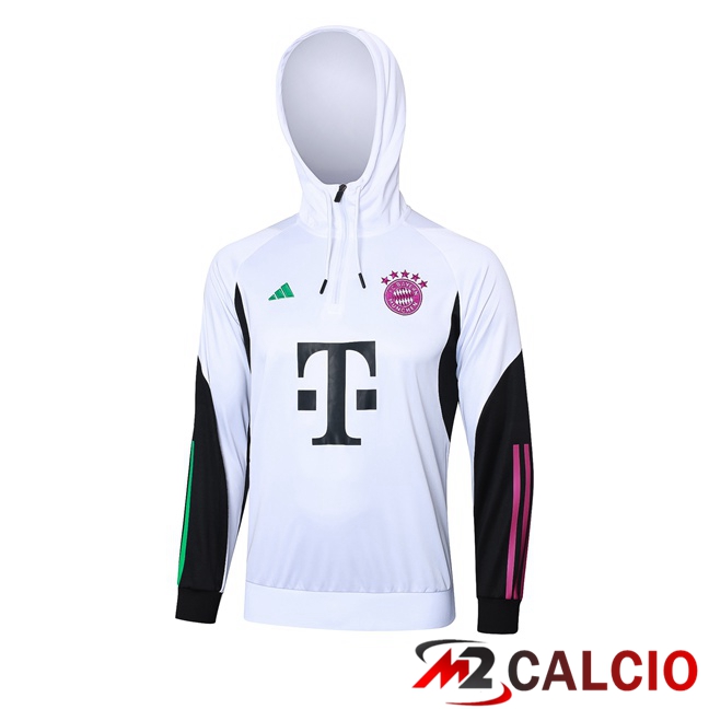 Felpa Allenamento Con Cappuccio Bayern Monaco Bianco 2023/2024