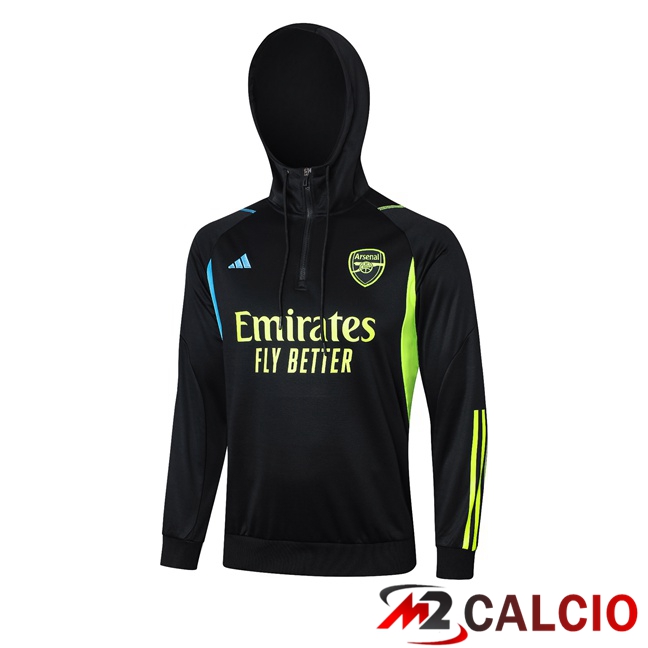 Felpa Allenamento Con Cappuccio Arsenal Nero 2023/2024