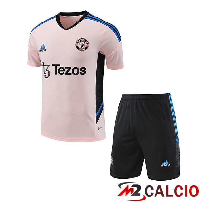 Insieme T Shirt Allenamento Manchester United + Pantaloncini Rosa 2023/2024