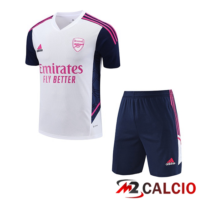 Insieme T Shirt Allenamento Arsenal + Pantaloncini Bianco 2023/2024