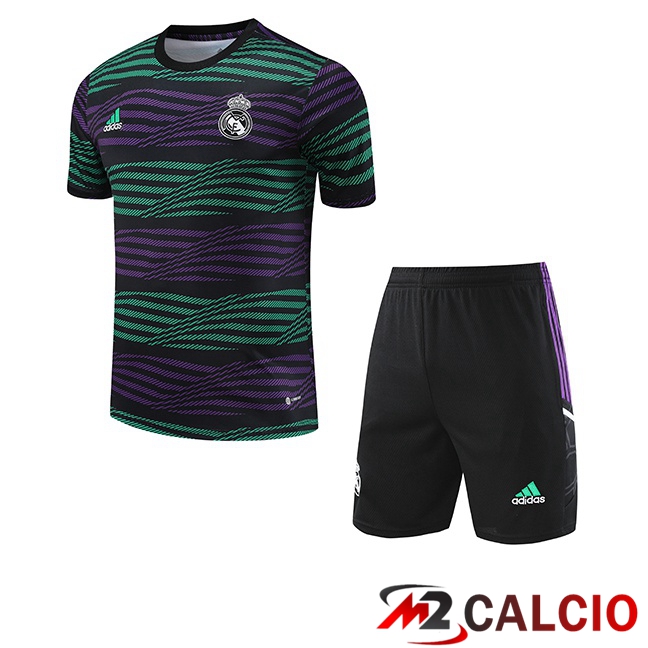 Insieme T Shirt Allenamento Real Madrid + Pantaloncini Nero Verde 2023/2024