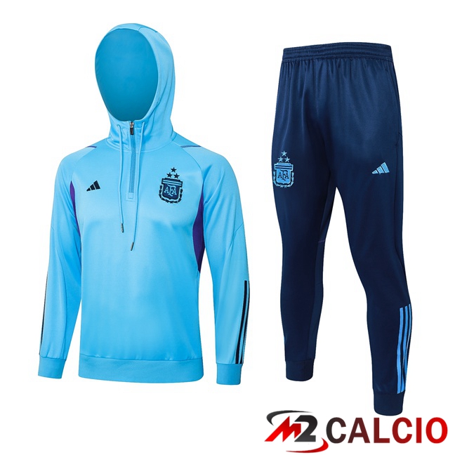 Insieme Tuta Calcio Con Cappuccio Argentina Blu 2023/2024