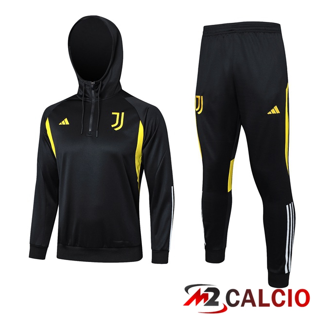 Insieme Tuta Calcio Con Cappuccio Juventus Nero 2023/2024