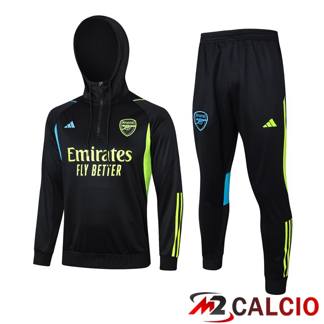 Insieme Tuta Calcio Con Cappuccio Arsenal Nero 2023/2024