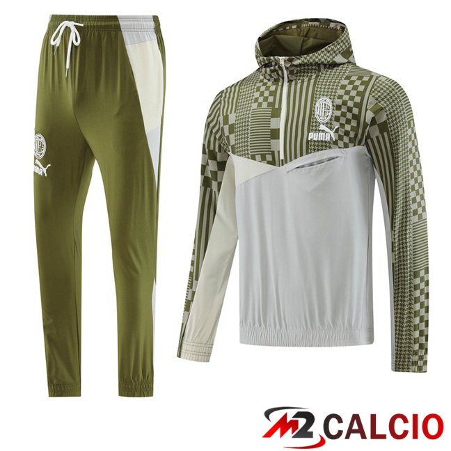 Insieme Giacca A Vento AC Milan Bianco Giallo 2023/2024