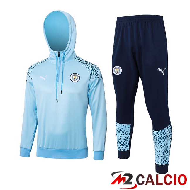 Insieme Tuta Calcio Con Cappuccio Manchester City Blu 2023/2024