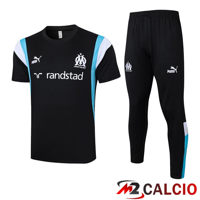 Insieme T Shirt Allenamento Marsiglia OM + Pantaloni Nero 2023/2024