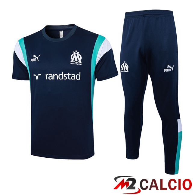 Insieme T Shirt Allenamento Marsiglia OM + Pantaloni Blu Reale 2023/2024