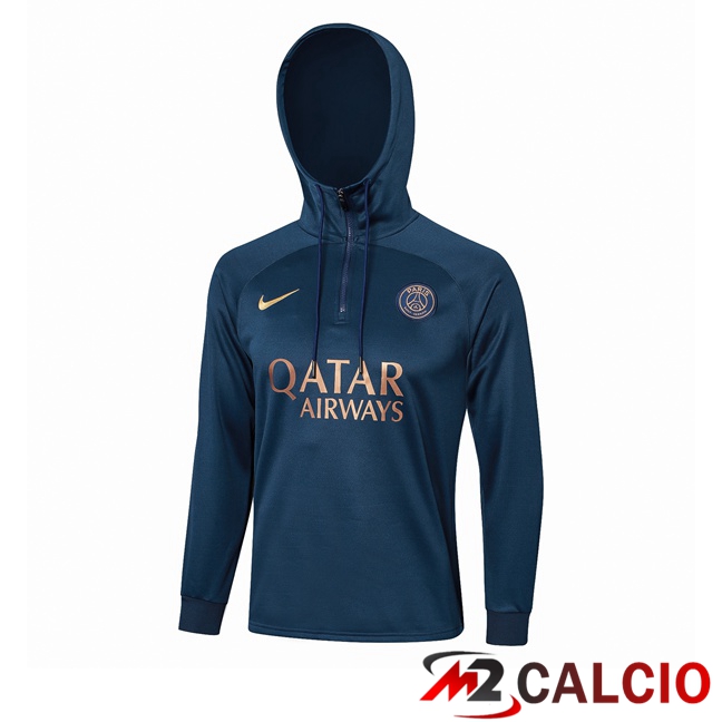 Felpa Allenamento Con Cappuccio Paris PSG Blu Reale 2023/2024