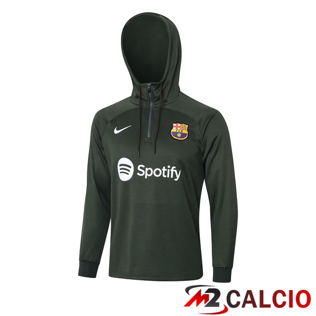 Felpa Allenamento Con Cappuccio FC Barcellona Verde 2023/2024