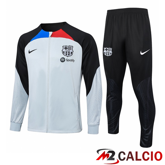 Insieme Tuta Calcio - Giacca FC Barcellona Bianco Nero 2023/2024