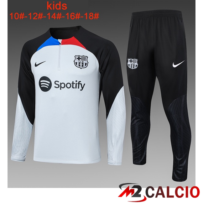 Insieme Tuta Calcio FC Barcellona Bambino Bianco Nero 2023/2024