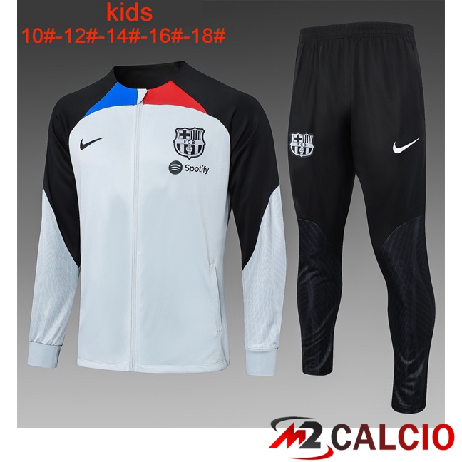 Insieme Tuta Calcio - Giacca FC Barcellona Bambino Bianco Nero 2023/2024