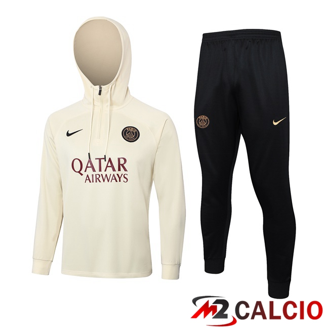 Insieme Tuta Calcio Con Cappuccio Paris PSG Giallo 2023/2024