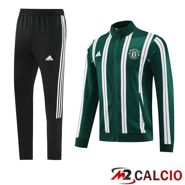 Insieme Tuta Calcio - Giacca Manchester United Verde Bianco 2024/2025
