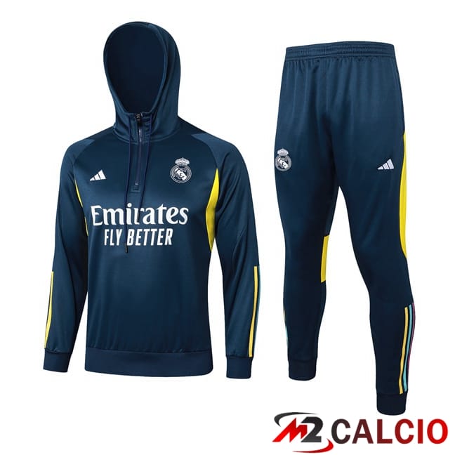 Tuta Calcio - Felpa Con Cappuccio Real Madrid Blu Reale 2024/2025