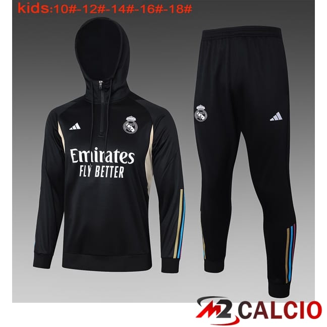 Giacca Con Cappuccio Tuta Real Madrid Bambino Nero 2024/2025